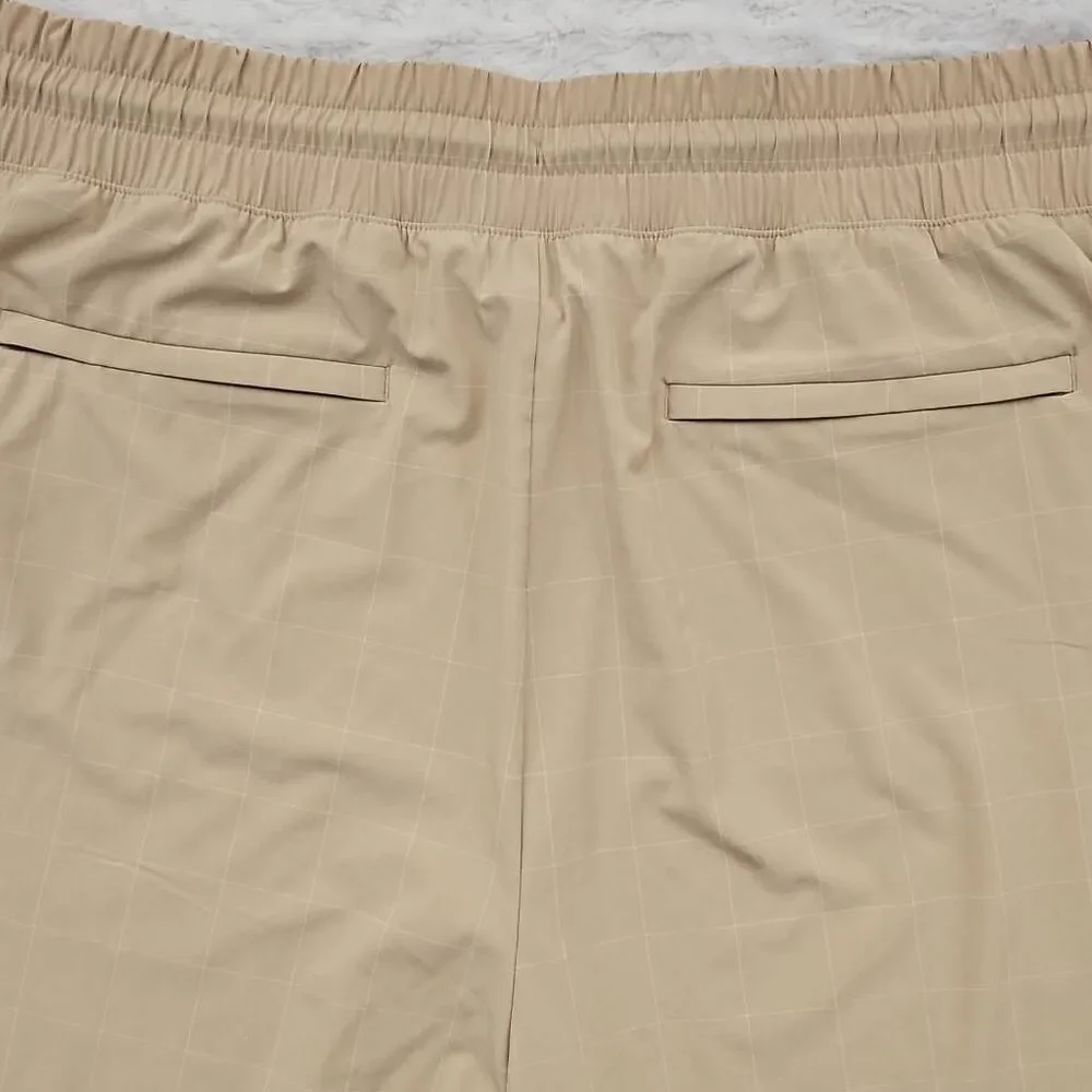 Athleta size 22 womens Brooklyn textured jogger lounge cream tan windowpane slit